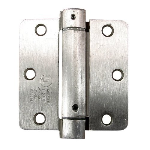 Hinge Outlet Adjustable Spring Hinges, 3.5 Inch with 1/4 Inch Radius in Satin Nickel, Self Closing Hinges, Door Closing Hinges, 2 Pack