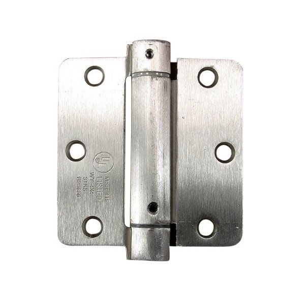 Hinge Outlet Adjustable Spring Hinges, 3.5 Inch with 1/4 Inch Radius in Satin Nickel, Self Closing Hinges, Door Closing Hinges, 2 Pack