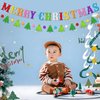 Gintison Merry Christmas Banner Green Christmas Bunting Garland Xmas Party Decorations for Mantle Fireplace Wall
