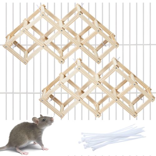 Jevnd Wooden Rat Climbing Toys, Natural Pet Rat Cage Accessories Climbing Ladder, Fancy Rats Enrichment Toys Activities, Hanging Rat Toys for Pet Rats in Cage Playing Chewing (M, 1pc)