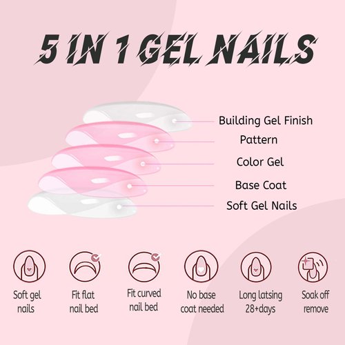 150 Pcs French Press on Nails Medium Almond Fake Nails French Gel Nail French Tip Fake Nails Manicure 15 Size Glossy Acrylic Nails Full Cover Nude Artificial False Nails for Women Girls Fingernail