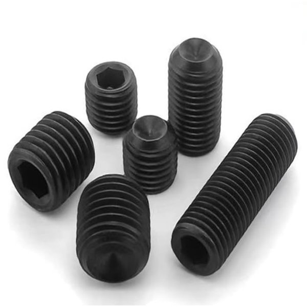 40Pcs M8-1.25x8mm Black Hex Socket Set Screw Grub Screws,Headless Cup Point,Flat Point Grub Bolt,Internal Hex Drive,Alloy Steel,Grade 12.9 Carbon Steel,for Towel Rack Door Knob