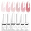 Vishine Nude Gel Polish Kit, Sheer Milky Pink Jelly Transparent Nail Polish UV LED Gel Nail Polish Varnish Nail Art DIY Saon 6Pcs 8ML