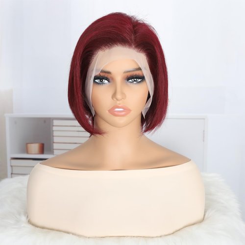 Pixie Cut Wig Human Hair 99j Burgundy Lace Front Wigs Human Hair 13x4 Red Lace Front Wigs Human Hair Pre Plucked Short Wigs For Black Women Bob Wig 8inch