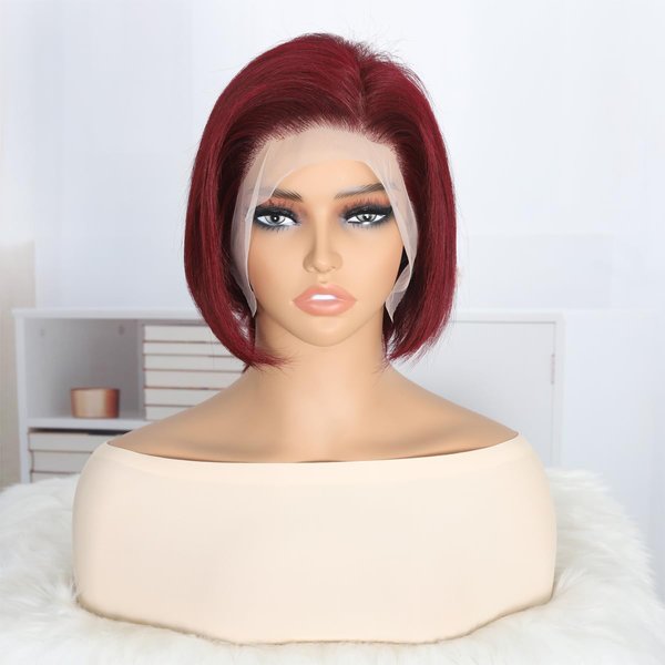 Pixie Cut Wig Human Hair 99j Burgundy Lace Front Wigs Human Hair 13x4 Red Lace Front Wigs Human Hair Pre Plucked Short Wigs For Black Women Bob Wig 8inch