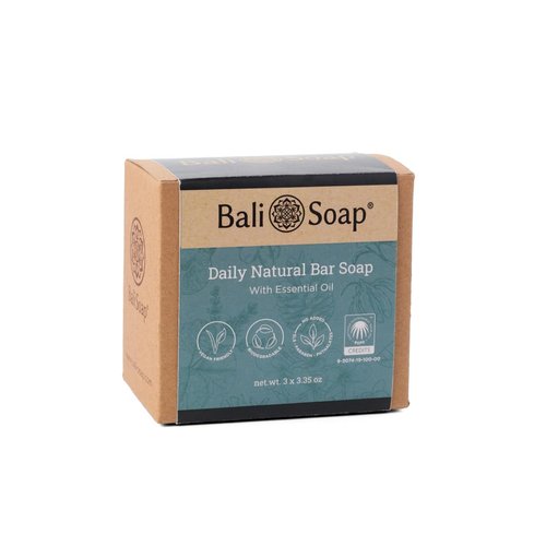 Bali Soap - Earthy Botanical - Daily Essential Oil Bar Soap Set - 3 pc Variety Pack - Handmade Moisturizing Natural Glycerin Soap for Body & Face - Vegan and Biodegradable - 3.5oz Bars