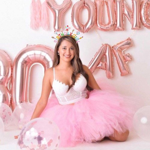 NVENF Birthday Headband Birthday Girl Headbands Happy Birthday Crown Cake Candy Birthday Tiara for Girls, Birthday Accessory (Pattern B)