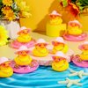 Sotiff Mini Rubber Ducks Bulk for Kids Children Cute Yellow Duck Toy for Dashboard of Car Bathtub Ornaments with Sunglasses Swim Ring Mini Hat Necklace and for Baby Shower(24 Sets,Sweet)