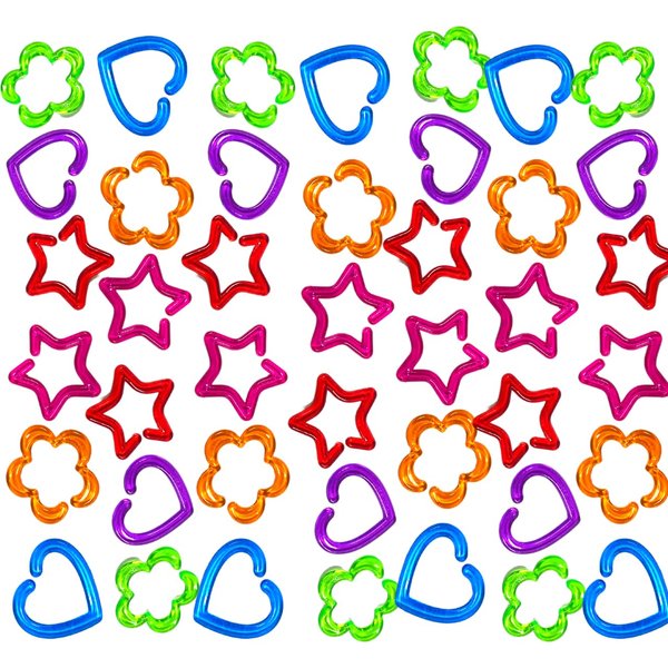 Bonka Bird Toys 1314 Pk144 Hearts, Stars, and Flowers Colored Links Foot Talon Craft Part Bird Toys