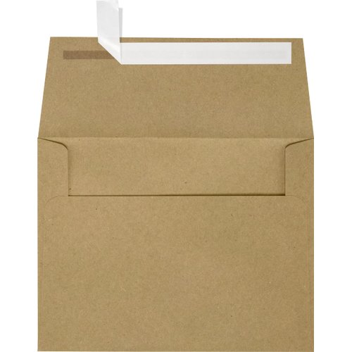 LUXPAPER A7 Invitation Envelopes for 5 x 7 Cards in 80 lb. Grocery Bag, Printable Envelopes for Invitations, w/Peel and Press Seal, 50 Pack, Envelope Size 5 1/4 x 7 1/4 (Brown)