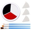 3 Colors Face Body Paint [Black White Red] + 3pc Sponge + 3pc Brush, Baseball Eye Black for Sport Face-Painting, Face Paint Halloween Makeup Kit for Zombie Clown Vampire Skeleton Joker Costume Makeup