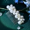 White Wedding Pearl Hair Comb Bridal Headpiece Bridesmaid Princess Hairpin Hair Clip Suitable for Women's Hair Accessories HP641 (Sliver)