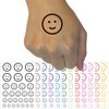 Happy Face Smile Good Job Temporary Tattoo Water Resistant Fake Body Art Set Collection - Black (One Sheet)
