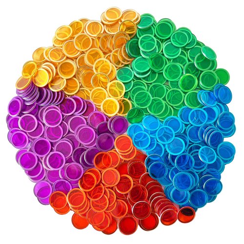 SEETOOOGAMES Magnetic Bingo Chips Counters - 500 Pieces Transparent Counting Game Chips - Clear Plastic Math Markers for Classroom - Mixed Color