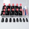 Bellelfin Coffin Press on Nails Short, 240Pcs Ballerina Black Fake Nails Kit Full Cover Acrylic Press on Nail with Glue Glossy Coffin Nails Press on False Nails for Women Girls Fingernails Artificial