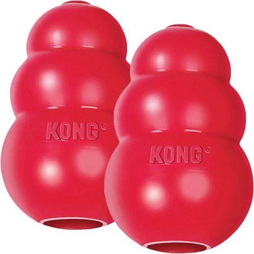 Kong Classic Dog Toy - Fetch & Chew Toy for Dogs - Stuffable Treat-Filling - Durable Natural Rubber Material - for Small Dogs (2 Pack)