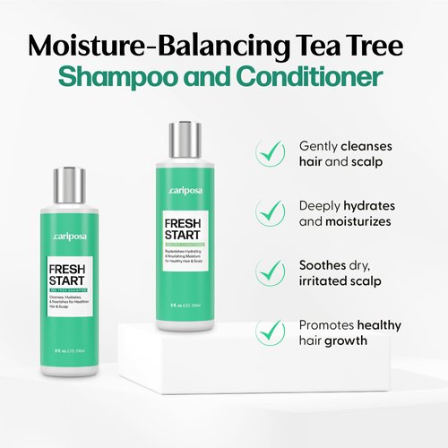 Cariposa Beauty Tea Tree Shampoo and Conditioner Set - Paraben & Sulfate Free Dandruff Shampoo for Women & Anti Dandruff Conditioner for Flake Free Hair & Scalp - Promotes Hair Growth & Healthy Scalp