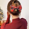 Christmas Khaki Bow Hair Clips,Xmas Plush Claw Clips,Christmas Plaid Bow Hairpin with Bell Design for Thick Thin Hair,Strong Hold Jaw Clip for Women Girls Christmas Party Cosplay Hair Accessories