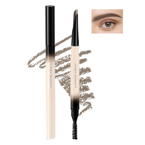Retractable Eyebrow Definer Pencil with Spoolie, Grey Brown, Waterproof Long Lasting Brow Pencil, Soft Textured, Angled Tip Applicator for Natural-Looking Brows, Eyebrow Filler Pen Makeup for Women-02