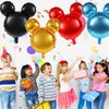 MIKIMIQI 4 Pcs Mouse Head Foil Balloons, 24'' Mouse Mylar Balloon for Birthday Party Decorations Jumbo Mouse Head Aluminum Foil Balloons Party Favors Supplies (Black Red Blue Gold)