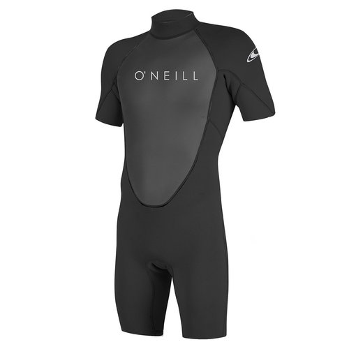 O'Neill Men's Reactor-2 2mm Back Zip Short Sleeve Spring Wetsuit, Black/Black, LT