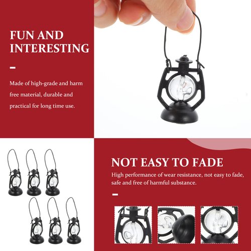 Toddmomy Mini Dollhouse Lantern 6Pcs Mini Kerosene Lamp Miniature Lantern Micro Landscape Ornament Mini Lantern for Dollhouse Accessories