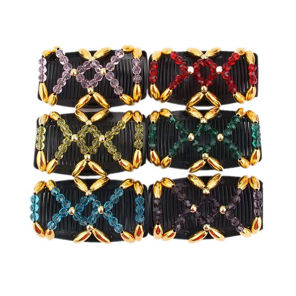 LOVEF 5 Pcs Stretch Combs Magic Hair Clips - Stretchy Easy Fancy Magic Double Comb, Perfect French Twist Holder, Gift for Mom