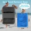 Carlerait 4PCS Sand Removal Bag for Beach, Sand Remover Beach Essensials for Family, Skin-Friendly Sand Wipe Off Mitts Beach Accessories Must Haves for Beach Vacation Travel Trip