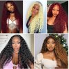 CURLCRAZY Long Curly Lace Front Wigs for Black Women Deep Wave HD Lace Frontal Wig Glueless Synthetic Lace Front Wig Pre-plucked with Baby Hair Dark Roots Hair(26" Ombre Red)