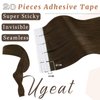 Ugeat Tape in Hair Extensions Human Hair Brown Hair Extensions Tape in for Women Chocolate Brown Seamless Tape in Human Hair Extensions Natural 20inch 20Pcs 50G