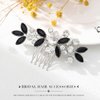 Catery Rhinestone Bride Wedding Hair Comb Black Crystal Side Comb Bridal Hair Piece Leaf Headpiece Bridesmaid Hair Accessories for Women and Girls (Black)
