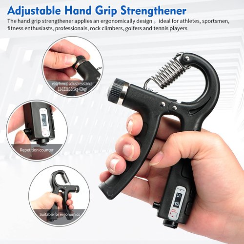 SOUFORCE Hand Grip Strengthener Kit (7 Pack), Adjustable Grip Strength Trainer, Forearm Workout Trainer, Finger & Hand Strength Exerciser for Muscle Building & Grip Strength Recovery