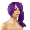 Aimole Short Straight Cute Anime Cosplay Wigs with 1 Long Curly Clip on Ponytail Women Synthetic Wigs Halloween Party Hair(Purple)