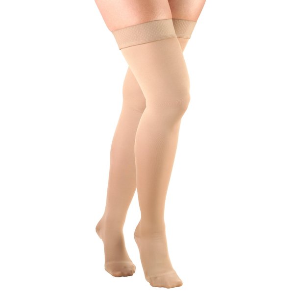 Truform Women's Compression Stockings, 20-30 mmHg, Thigh High Length, Closed Toe, Opaque, Beige, Medium