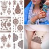 Brown Lace Tattoo Stickers Lotus Flower Lace Temporary Tattoo Stickers Sexy India Tribal Fake Tattoo Sticker Self-Adhesive Finger Arm Body Art Accessories for Girl Woman 6sheets
