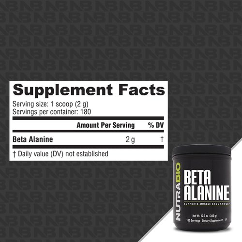 NutraBio Beta Alanine Pre-Workout Supplement - Beta Alanine Powder- 360g Powder