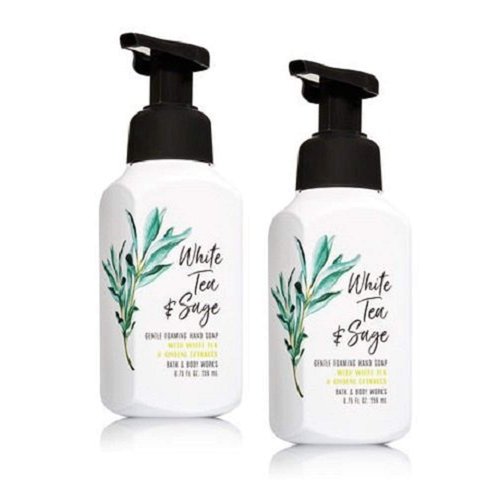 Bath and Body Works Gentle Foaming Hand Soap, White Tea and Sage 8.75 Ounce (2-Pack) with Ginseng Extracts