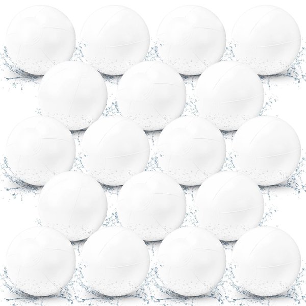Junkin 20 Pieces 15 Inch Solid White Beach Balls Bulk Inflatable Beach Ball Swimming Pool Party Balls Beach Game Toy for Summer Beach, Pool and Party Favor