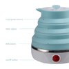 Travel Foldable Electric Kettle, Collapsible Food Grade Silicone Small Kettle Boiling water,Dual Voltage（600ml,110-220V US Plug） (Blue)