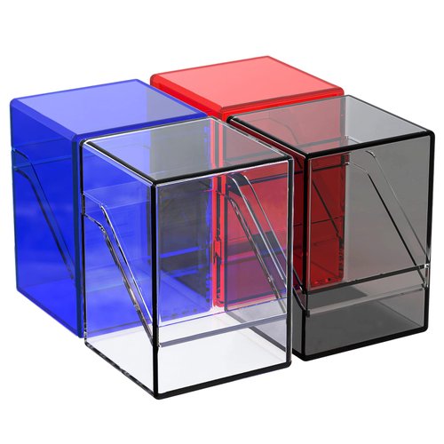 KKU 4 Pack Card Deck Cases, Trading Card Storage Boxes Acrylic Card Holder Cases, Deck Storage Box Hold 400+ Sleeved Cards Fit for Sport Cards (4 Colors)