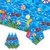 Kesfey 3 Packs Pool Party Tablecloths 51 x 87 Inch Waterproof Plastic Beach Tablecloth Water Print Hawaiian Party Table Cover with Sea Wave Backdrop for Swimming Pool Party Beach Birthday Decoration