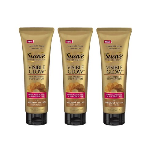 Suave Visible Glow Self Tanning Lotion, Pack of 3