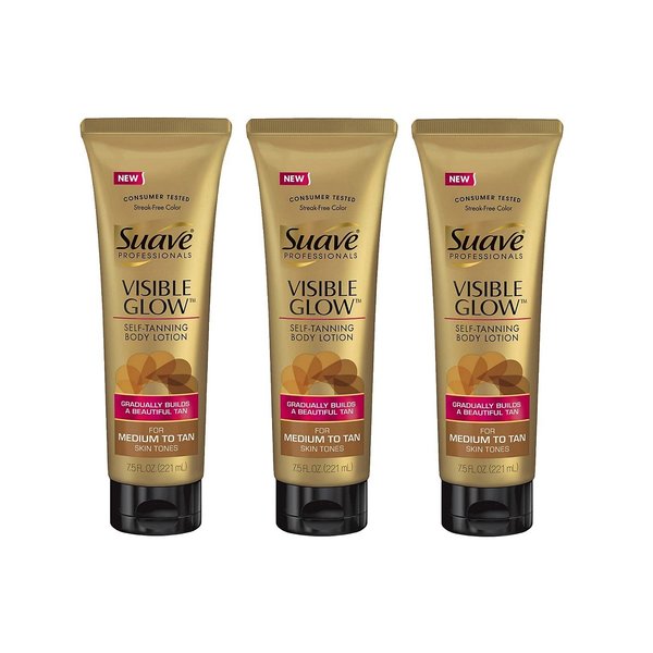 Suave Visible Glow Self Tanning Lotion, Pack of 3