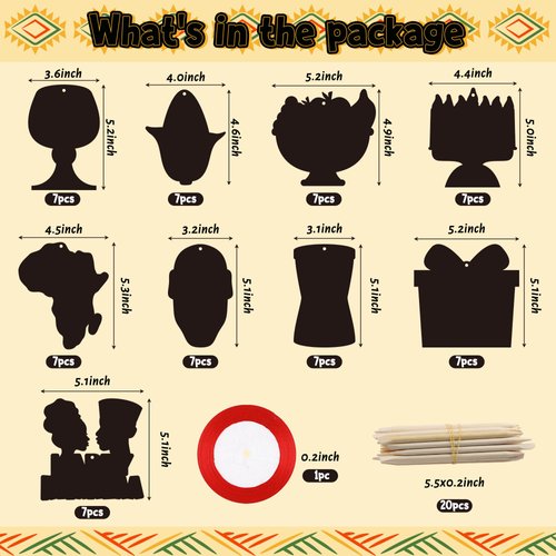 WATINC 63pcs Kwanzaa Scratch Cards Gift Set for Kids, Happy Kwanzaa DIY Magic Hanging Scratch Cards, African Heritage Holiday Party Favors Decoration for School Classroom Activity Art Project