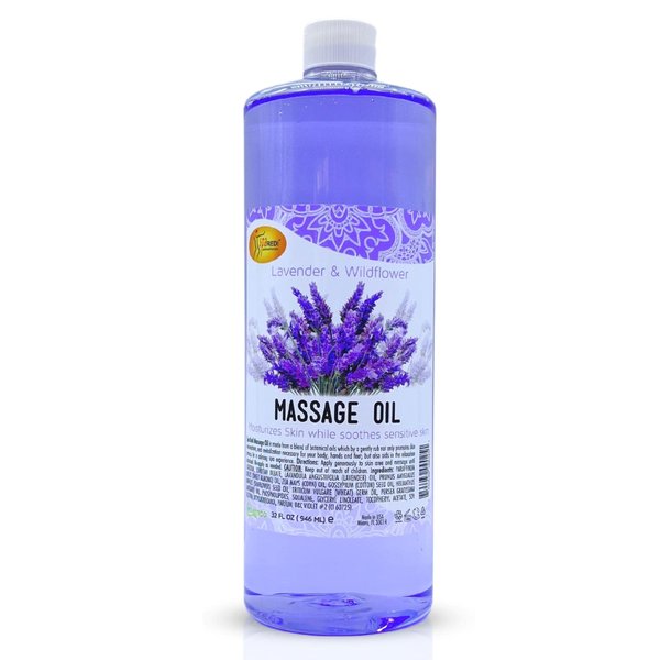 SPA REDI - Massage Oil, Lavender, 32 Oz - Professional Full Body Massage Therapy, Manicure, Pedicure - Relax Sore Muscles and Repair Dry Skin, Enhanced with High Absorption Oils and Vitamin E