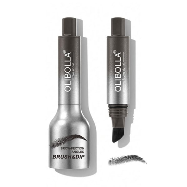 Upgraded Microblading Eyebrow Pen, Brow-Fection Angled Brush, Liquid Eyebrow Brush & Dip, Waterproof Brow Pen, Eyebrow Tint, Eyebrow Contouring Pen, Realistic hair-like strokes (01 Dark Grey)