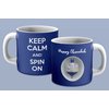 Ner Mitzvah Spinning Hanukkah Dreidel Mug - Happy Hanukkah Decorations - Blue & White Hanukkah Party Favors Idea