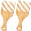 SmallCat 2pcs Bamboo Hair Picks for Curly Hair, Anti-Static Bamboo Beard Hair Pick Hair Comb, 3 x 7.28 Inch Anti-Tangled Long Tooth Hair Lift Combs for Men Women Long Wavy Curly Thick Hair