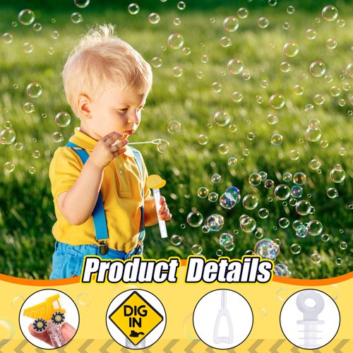 Silipull 48 Pcs 4.2'' Construction Bubble Wand for Kids, Mini Bubble Wands Bubbles for Party Favors, Construction Birthday Goodie Bags Filler, Bubble Blowing Toys for School Classroom Prizes Gifts