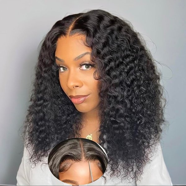ACQUET 13x4 Curly Bob Wig Human Hair Water Wave HD Lace Front Bob Wigs Curly Human Hair Wig For Women Wet And Wavy Wigs 180% Density Wear And Go Glueless Wig Pre Plucked Pre Cut (16 Inch)